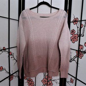 American Eagle Powder Pink Crew Neck Sweater Cable Knit Pullover Size Small